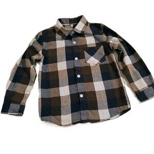 EUC: Boys' sz 3T Black & Brown Flannel Plaid (see description on sz)